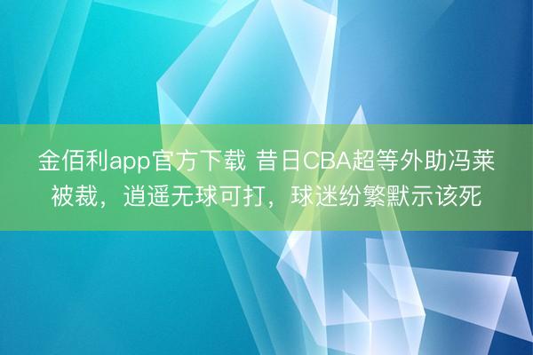 金佰利app官方下载 昔日CBA超等外助冯莱被裁，逍遥无球可打，球迷纷繁默示该死